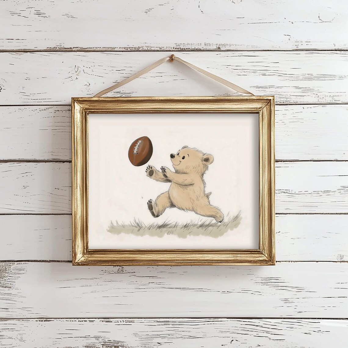 Baby Bear Football Cute Nursery Sports Animal Kids Room Art Poster - Image 2