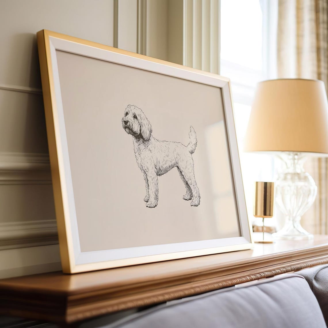 Goldendoodle Line Drawing Minimalist Standing Dog Sketch Poster - Image 3