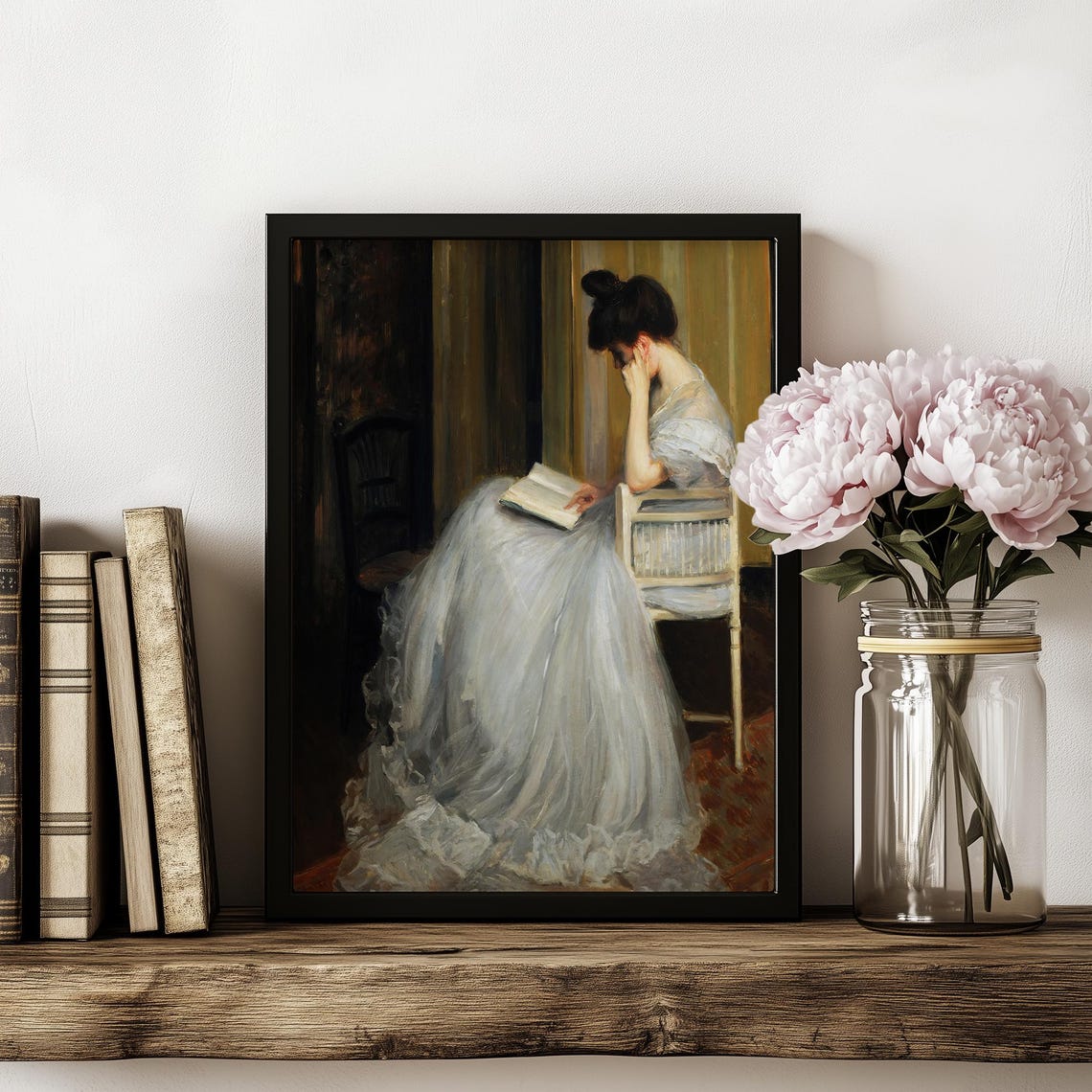 Vintage Classic Reproduction of a Lady Reading a Book Poster - Image 5