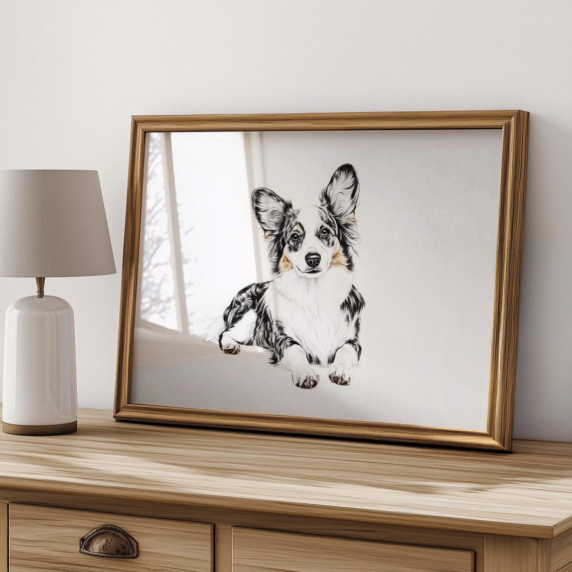 Blue Merle Australian Shepherd Puppy Ink Sketch Minimalist Dog Poster - Image 4