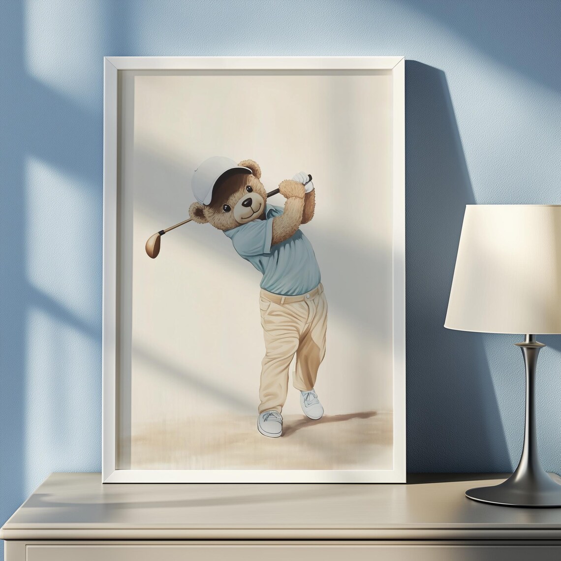 Adorable Teddy Bear Golf Swing Cute Kids Sports Nursery Poster - Image 4