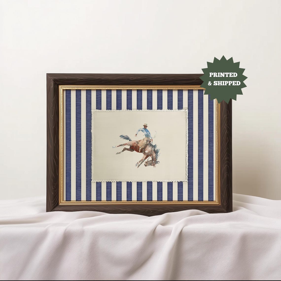 Vintage Rodeo Cowboy Art Print, Rustic Western Decor