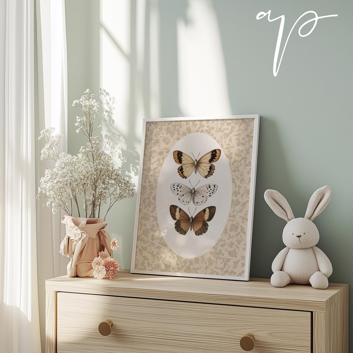 Vintage Butterflies and Moth Nursery Art Print - Image 4
