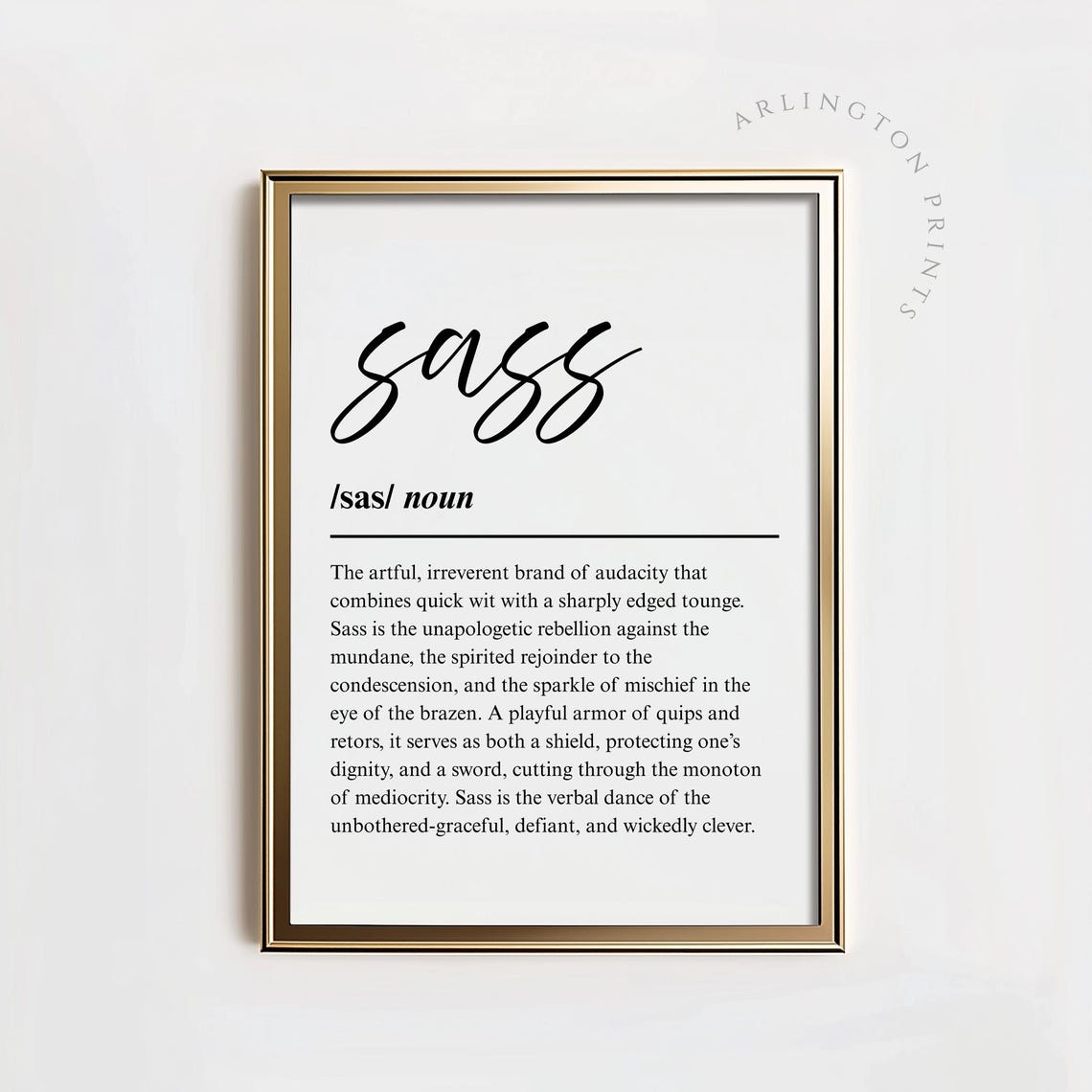 Sass Definition Funny Typography Office Print