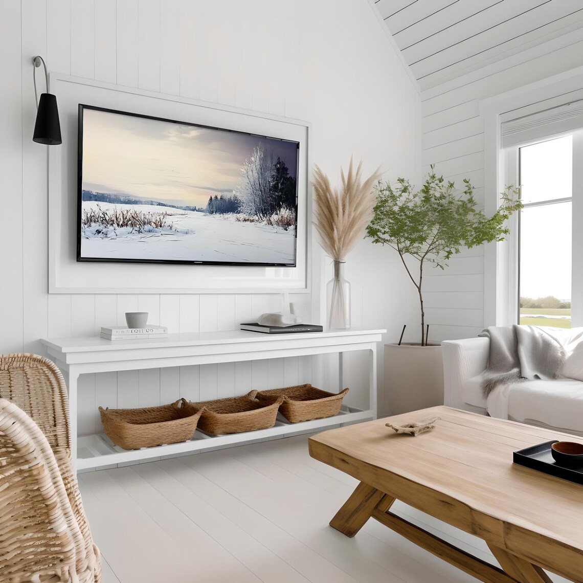 Snowy Winter Landscape Dusk Frame TV Display Moody Wall Print - Image 4