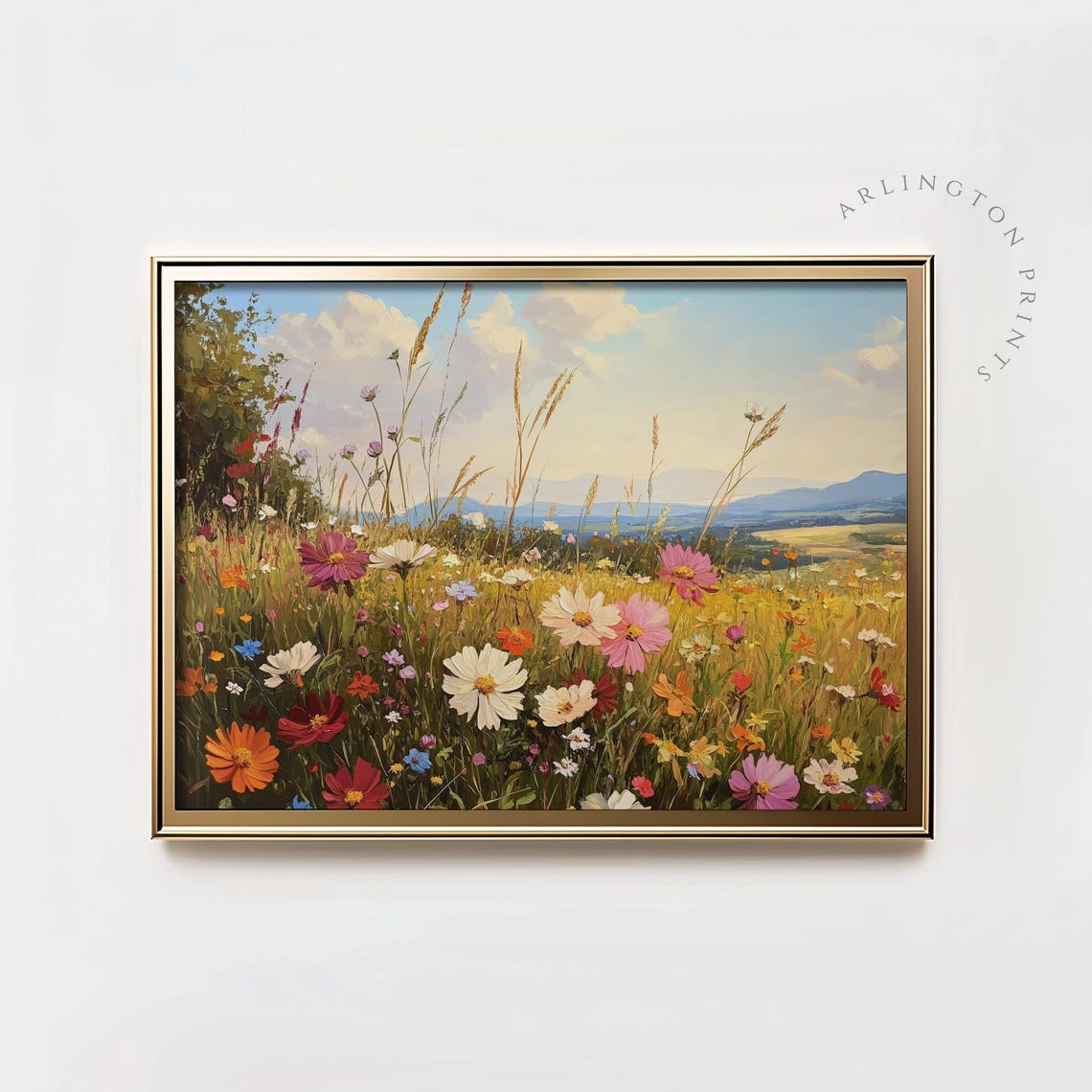 Wildflower Meadow Mountain Vista Vibrant Colorful Landscape Poster