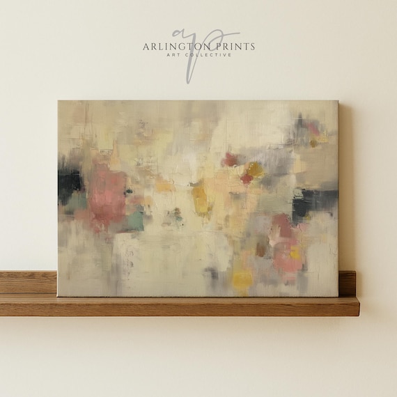 Abstract Beige Wall Art, Textured Oil Painting