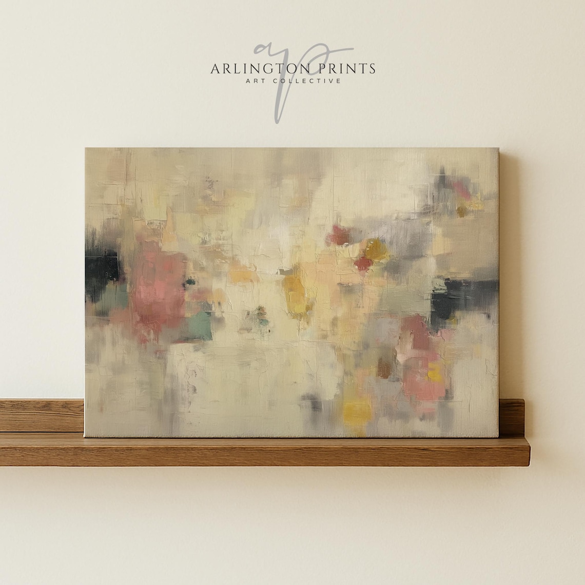 Abstract Beige Wall Art, Textured Oil Painting