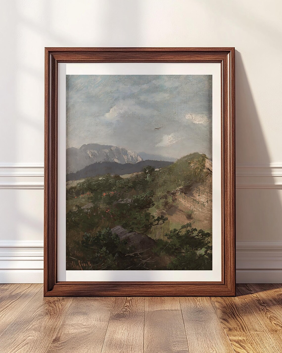 Vintage Mountain Landscape, Rustic Earthy Decor