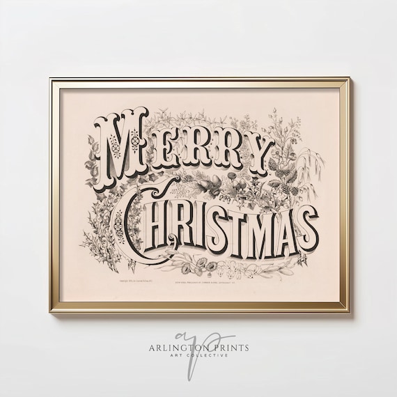 Merry Christmas Vintage Typography Art Print