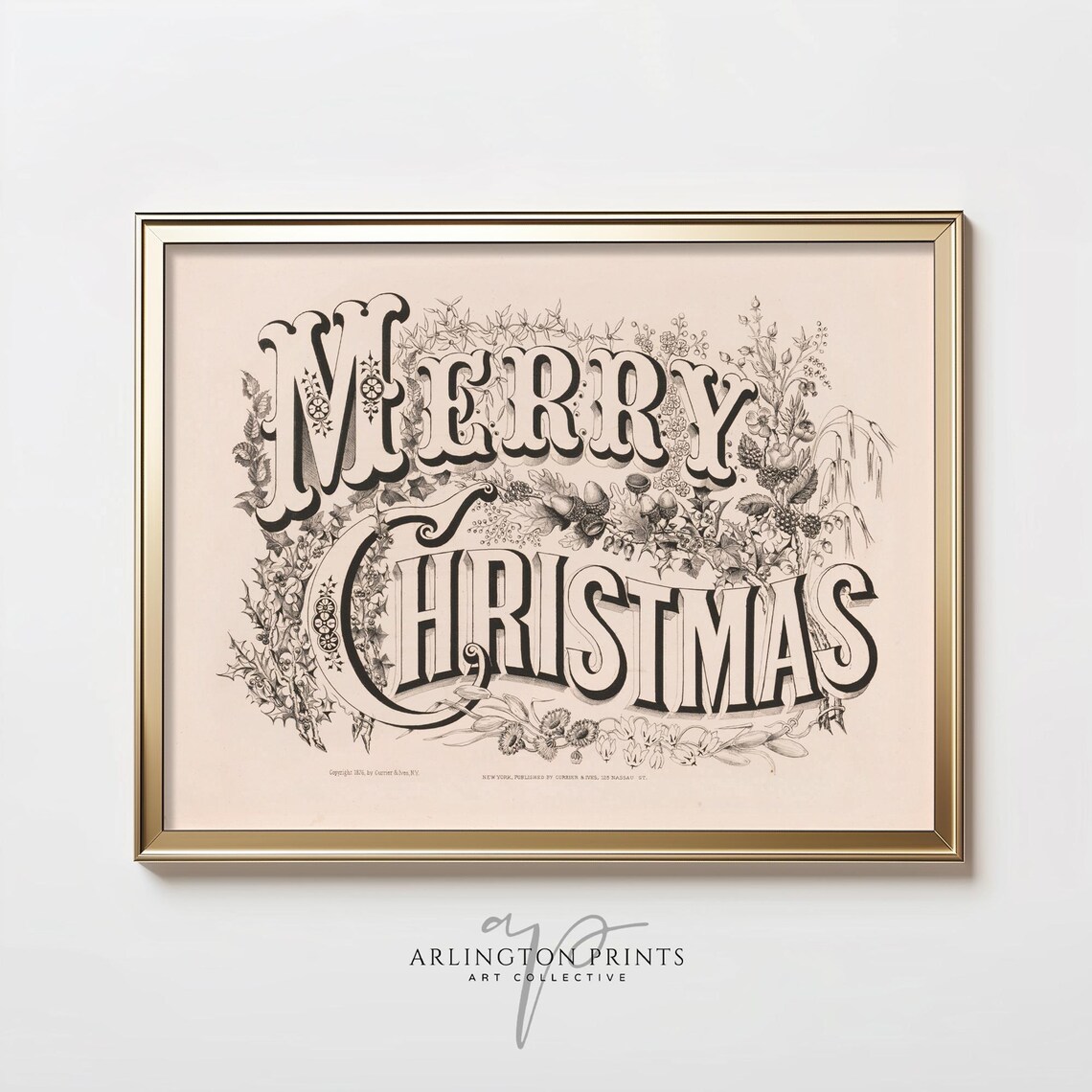 Merry Christmas Vintage Typography Art Print
