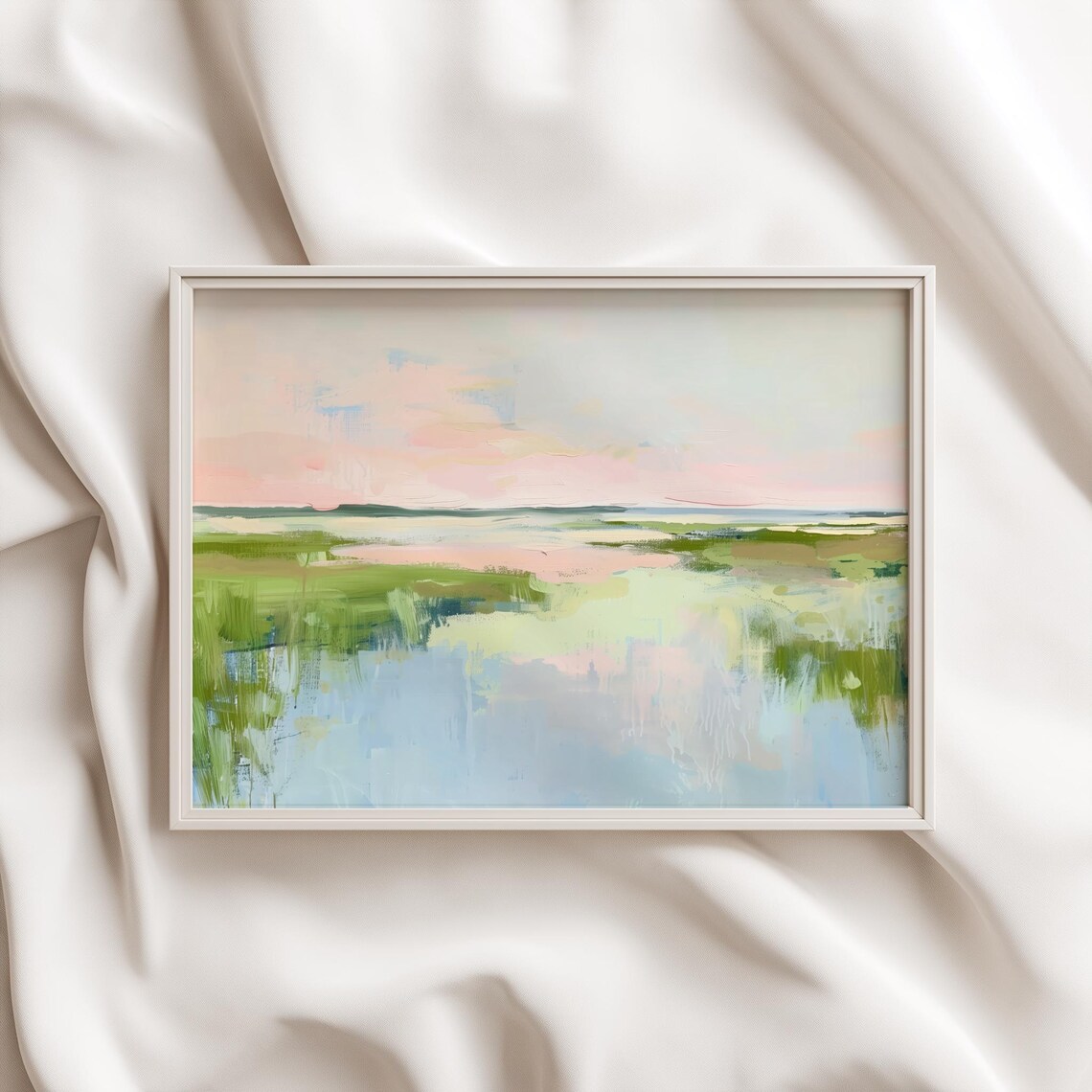Coastal Marsh Landscape Pastel Beach Sunset Art Print