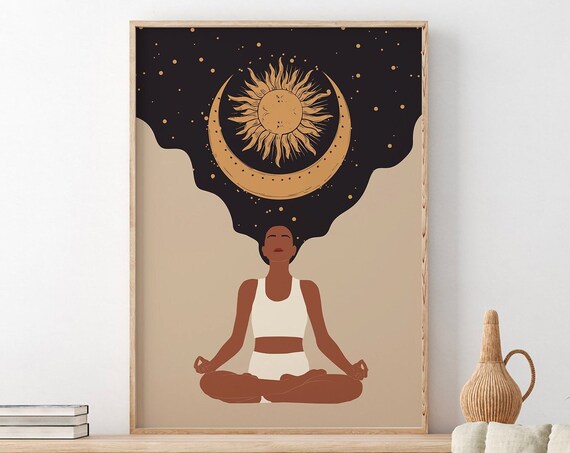 Yoga Pose Print Female Prints Boho Print Magic Abstract Woman Yoga Poster Boho Woman Print Yoga Print Boho Art Decor