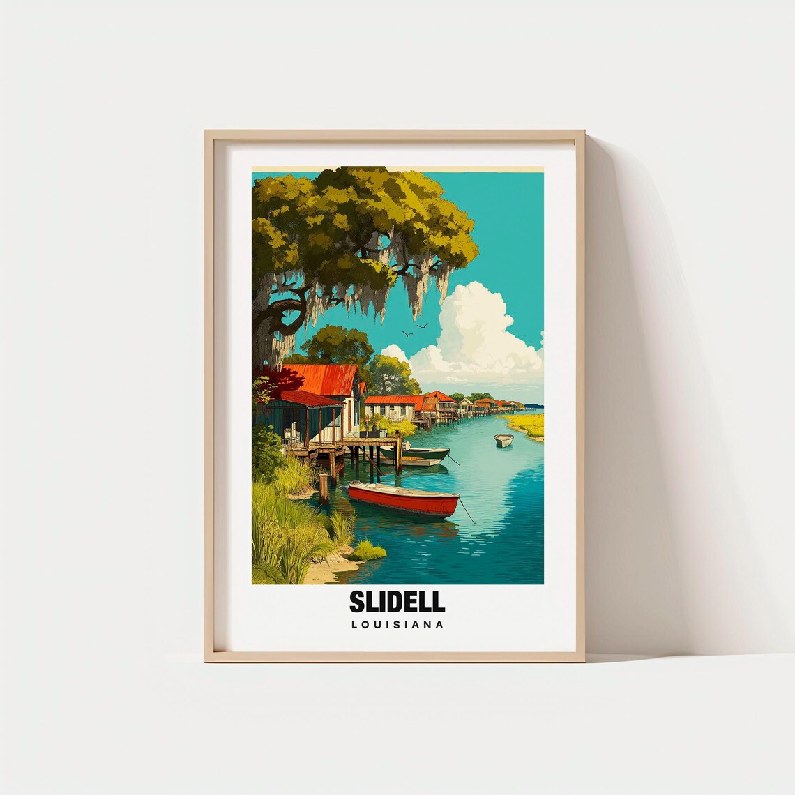 Slidell Louisiana Bayou Fishing Boats Spanish Moss Wetland Poster