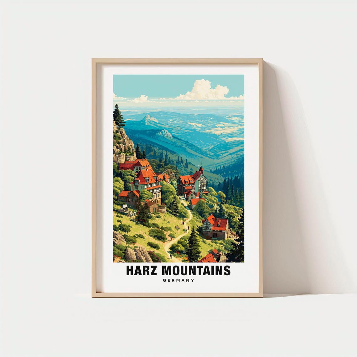 Harz Mountains Germany Alpine Village Retro Style Travel Poster