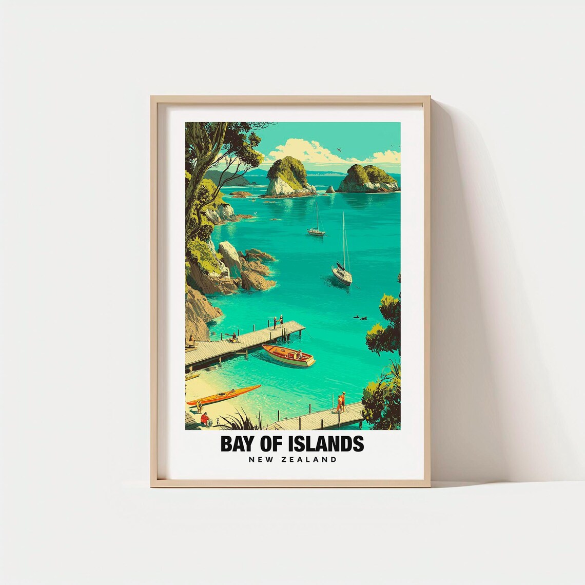 Bay of Islands New Zealand Turquoise Bay Sailboats Jetty Poster