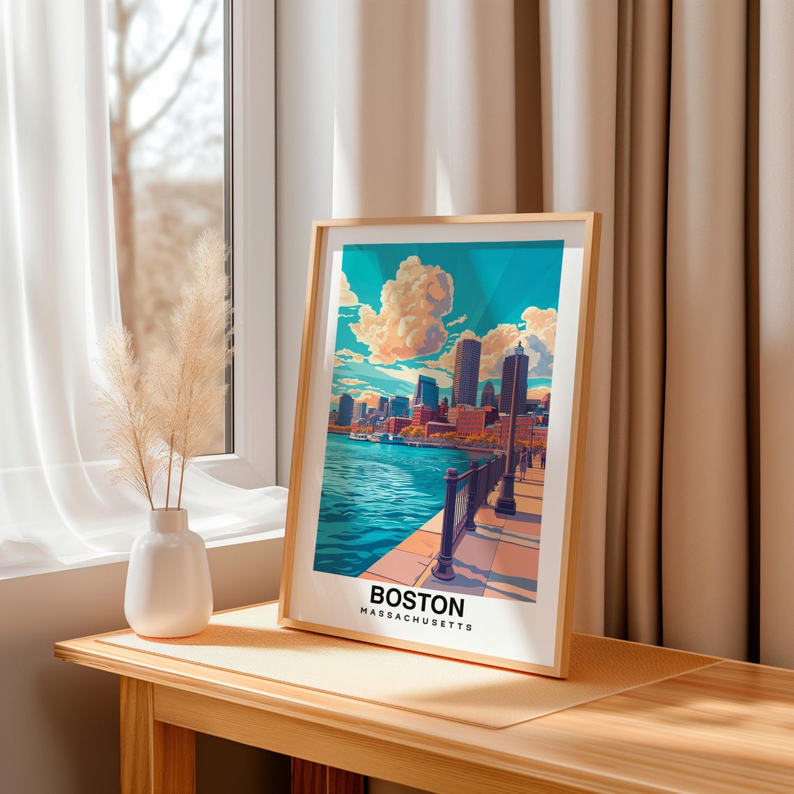Boston Print Usa Poster Travel Wall Art Cityscape Print Massachusetts Poster Historic Art Urban Decor Scenic Print Travel Poster - Image 3