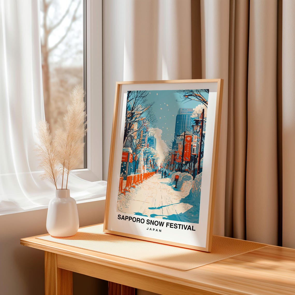 Sapporo Snow Festival Print Japan Poster Travel Wall Art Scenic Print Ice Sculptures Winter Wonderland Hokkaido View Cultural Event - Image 3