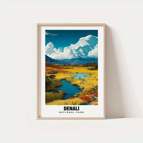 Denali National Park Alaska Tundra and Mountain Vista Poster