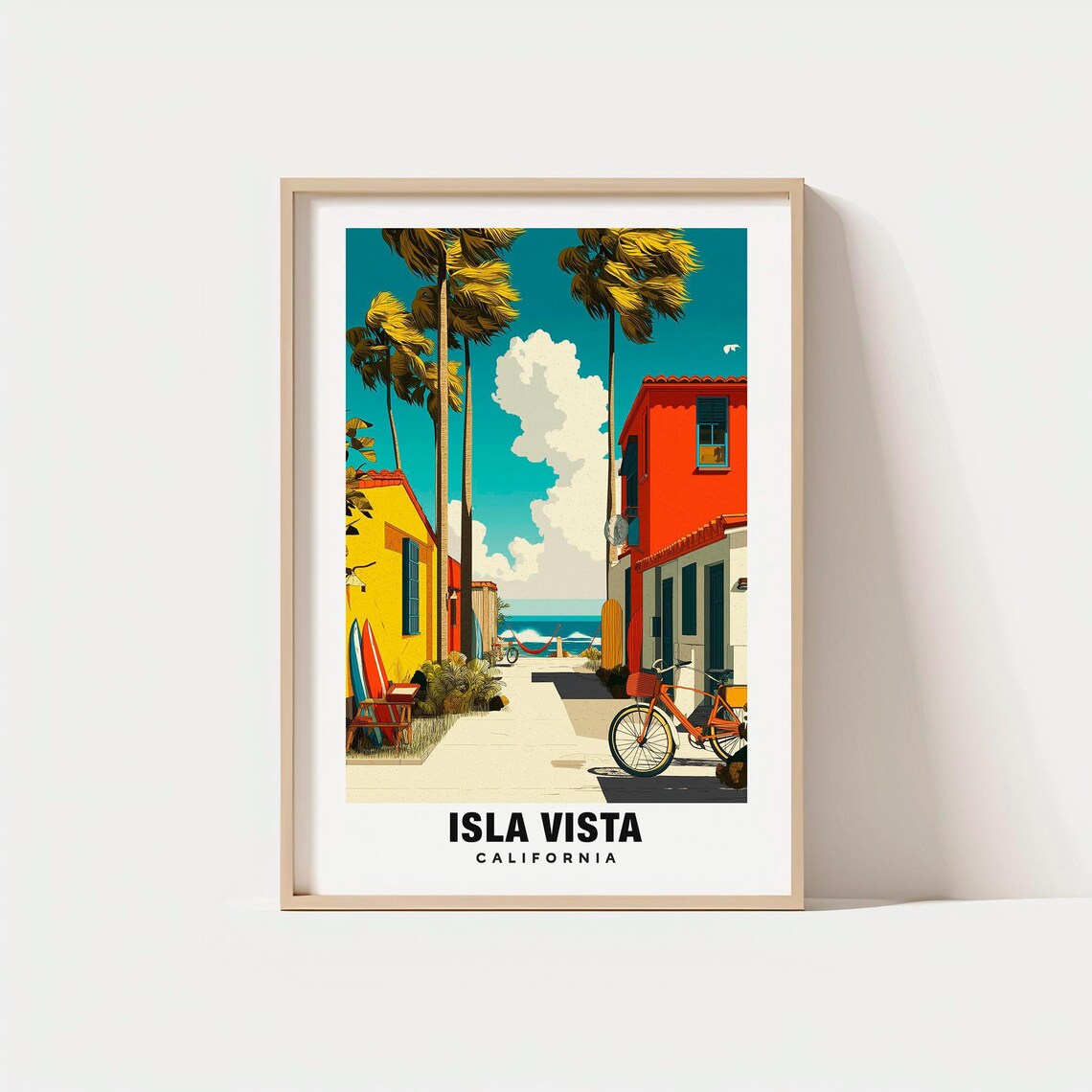 Isla Vista California Surf Alley Palm Trees Beach Houses Poster