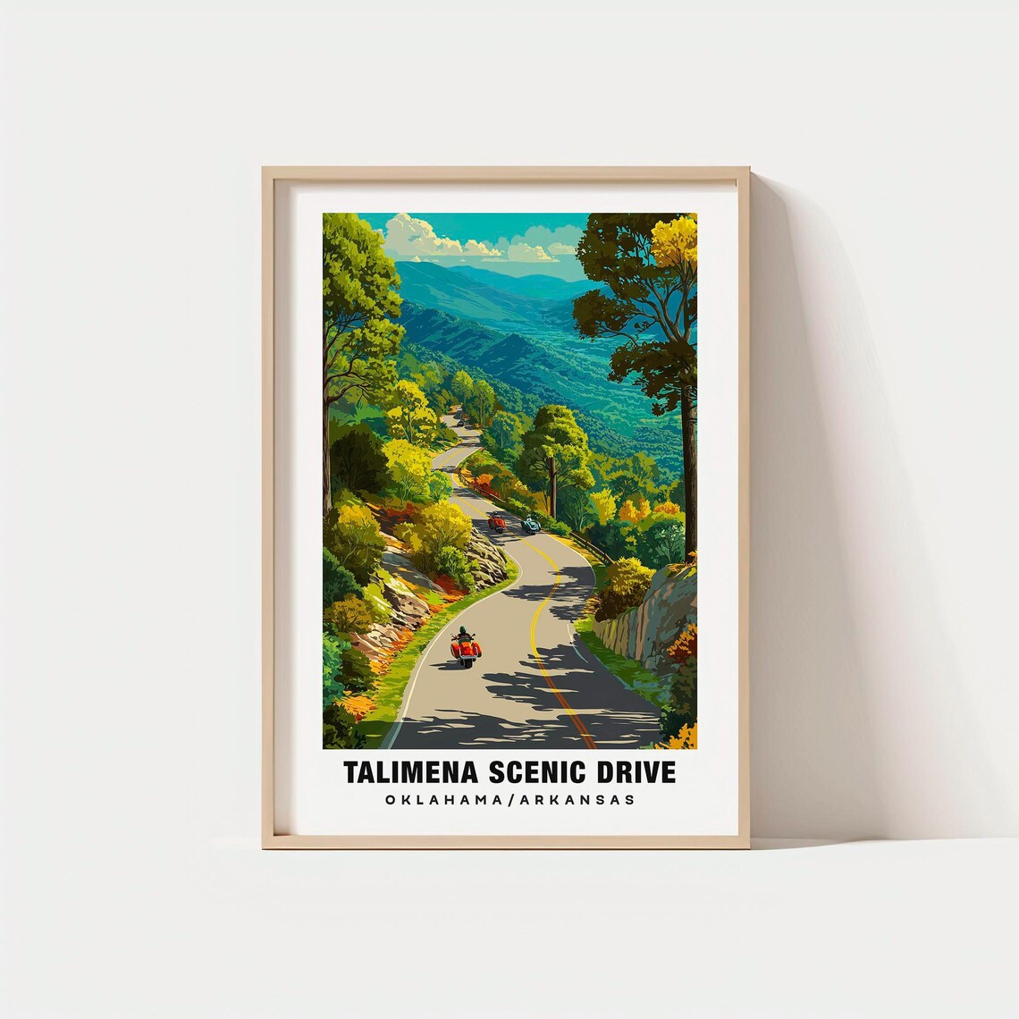 Talimena Scenic Drive Oklahoma Arkansas Motorcycle Road Poster