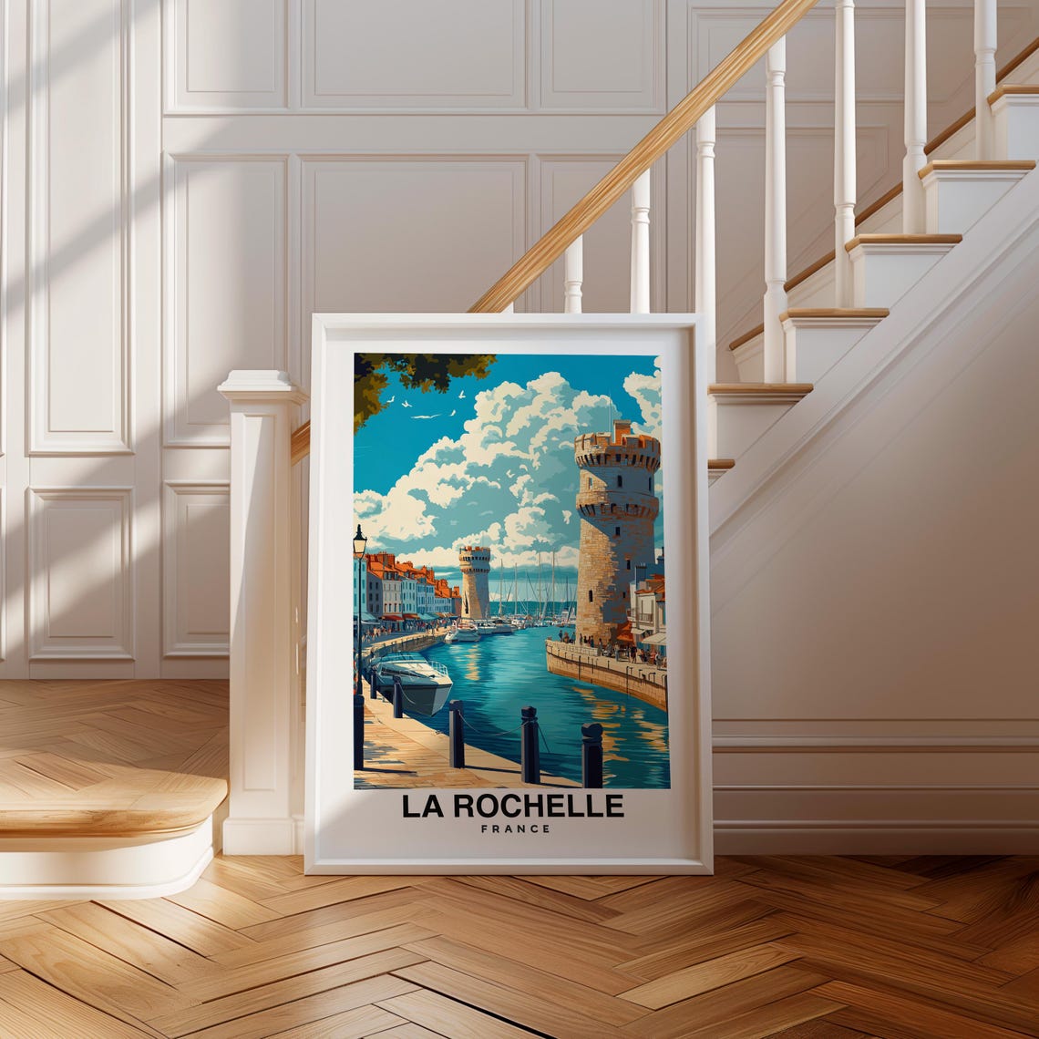 La Rochelle Print France Poster Travel Wall Art Coastal Print Europe Poster Harbor Art Scenic Decor Seaside Print Travel Poster