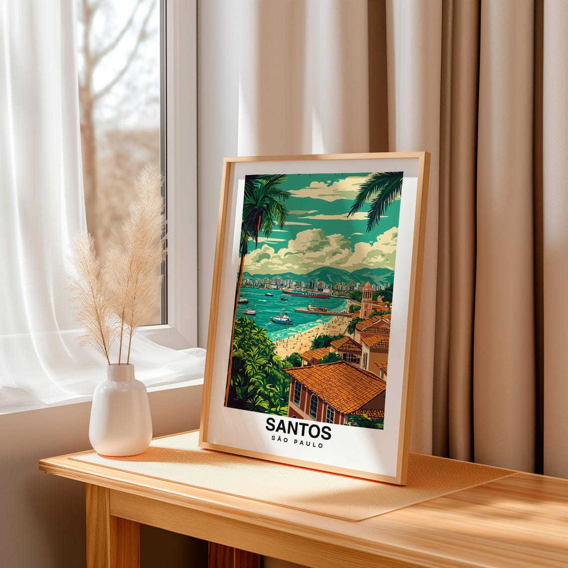 Santos Travel Print Sao Paolo Brazil Travel Gift City Poster Wedding Gift Birthday Present Brazil Culture - Image 3