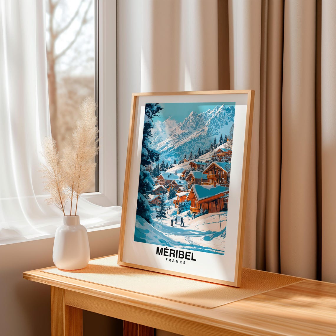 Meribel Travel Print Meribel Ski Poster France Ski Poster Meribel Ski Resort Print French Culture Meribel Poster Art - Image 3