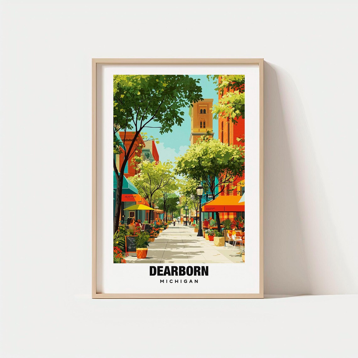 Dearborn Print Usa Poster Views Art City Charm Urban Scene Cultural Beauty Local Heritage Michigan Travel