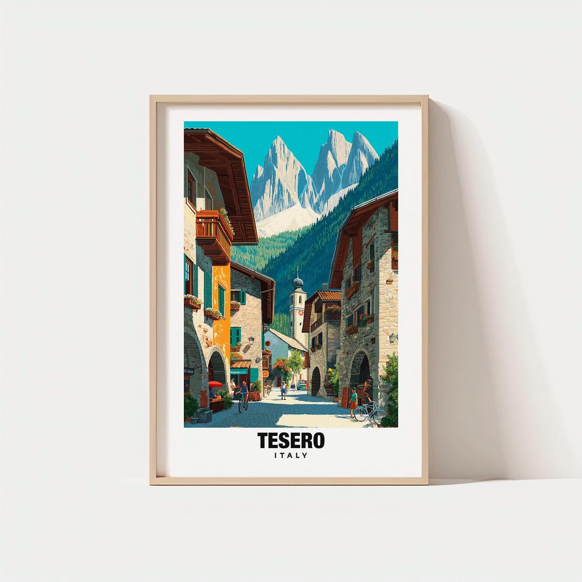 Tesero Italy Alpine Village Dolomites Mountain Street Art Poster