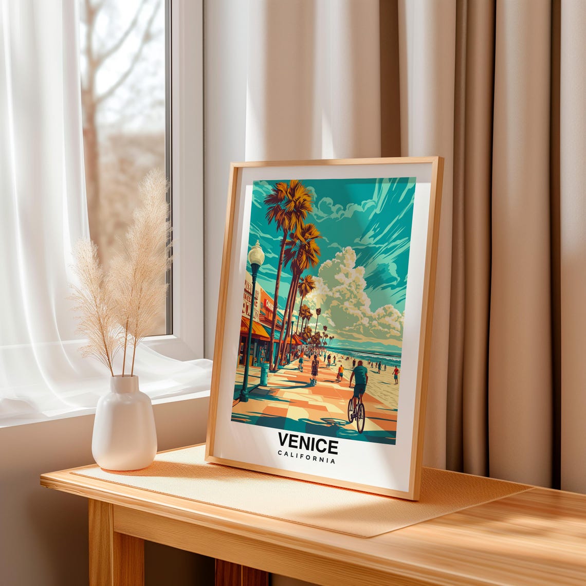 Venice Los Angeles Print California Poster Travel Wall Art Beach Print Usa Poster Scenic Art Coastal Decor Ocean View Travel Poster - Image 3