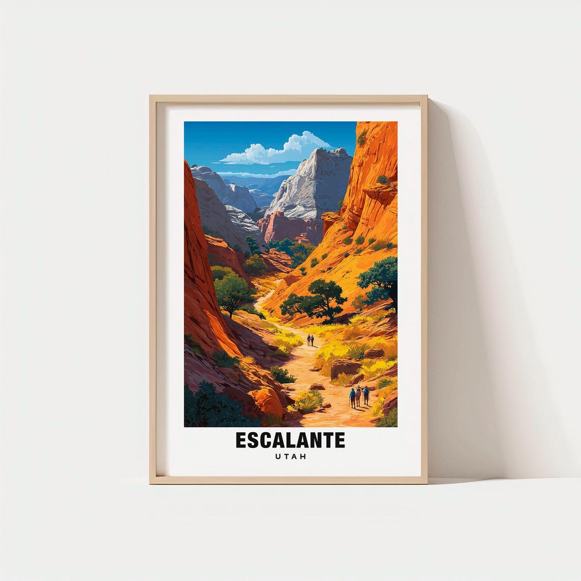 Escalante Utah Scenic Red Rock Desert Canyon Hiking Trail Poster