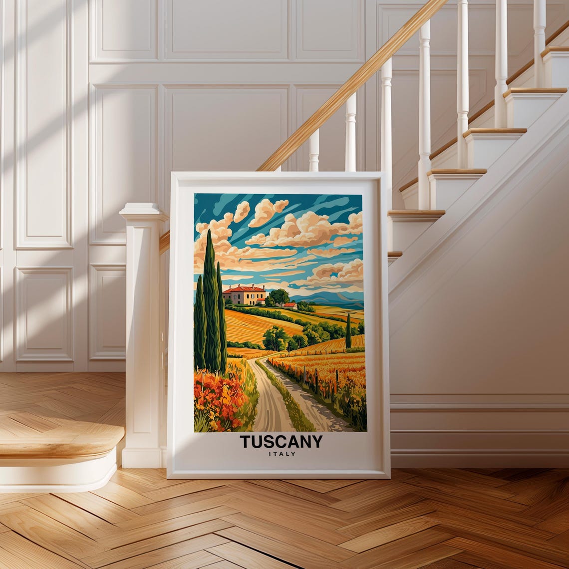 Tuscany Print Italy Poster Travel Wall Art Landscape Print Europe Poster Scenic Art Countryside Decor Vineyard Print Travel Poster