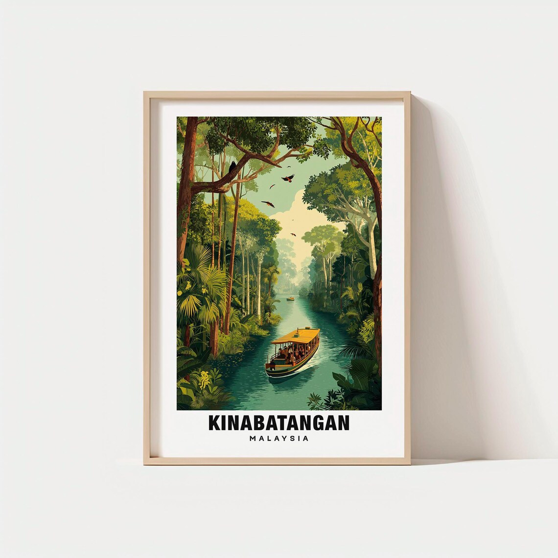 Kinabatangan Malaysia Rainforest River Wildlife Tour Boat Poster