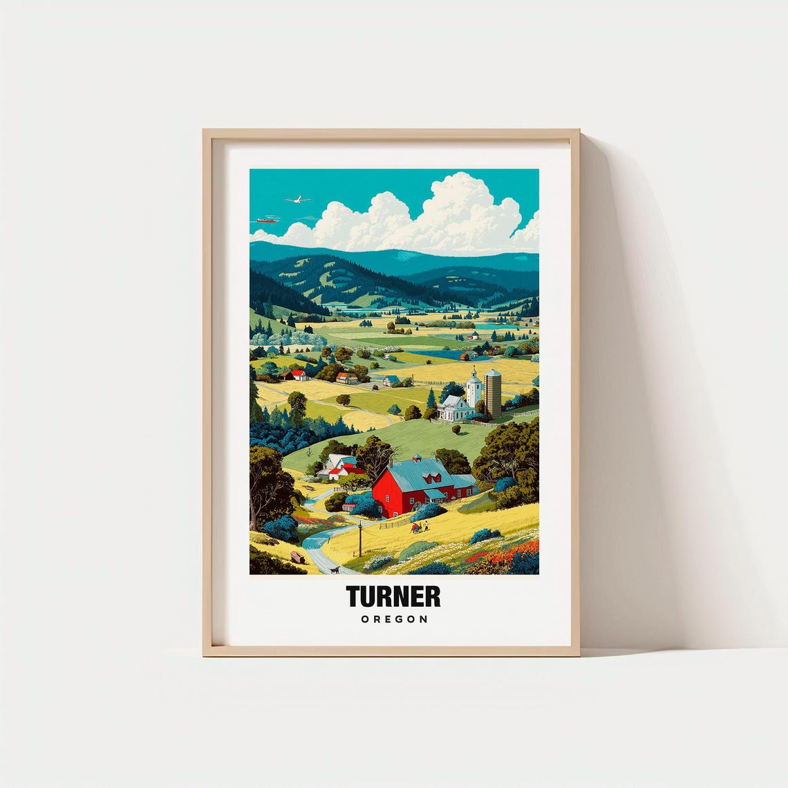 Turner Oregon Rolling Farmland Red Barn Willamette Valley Poster