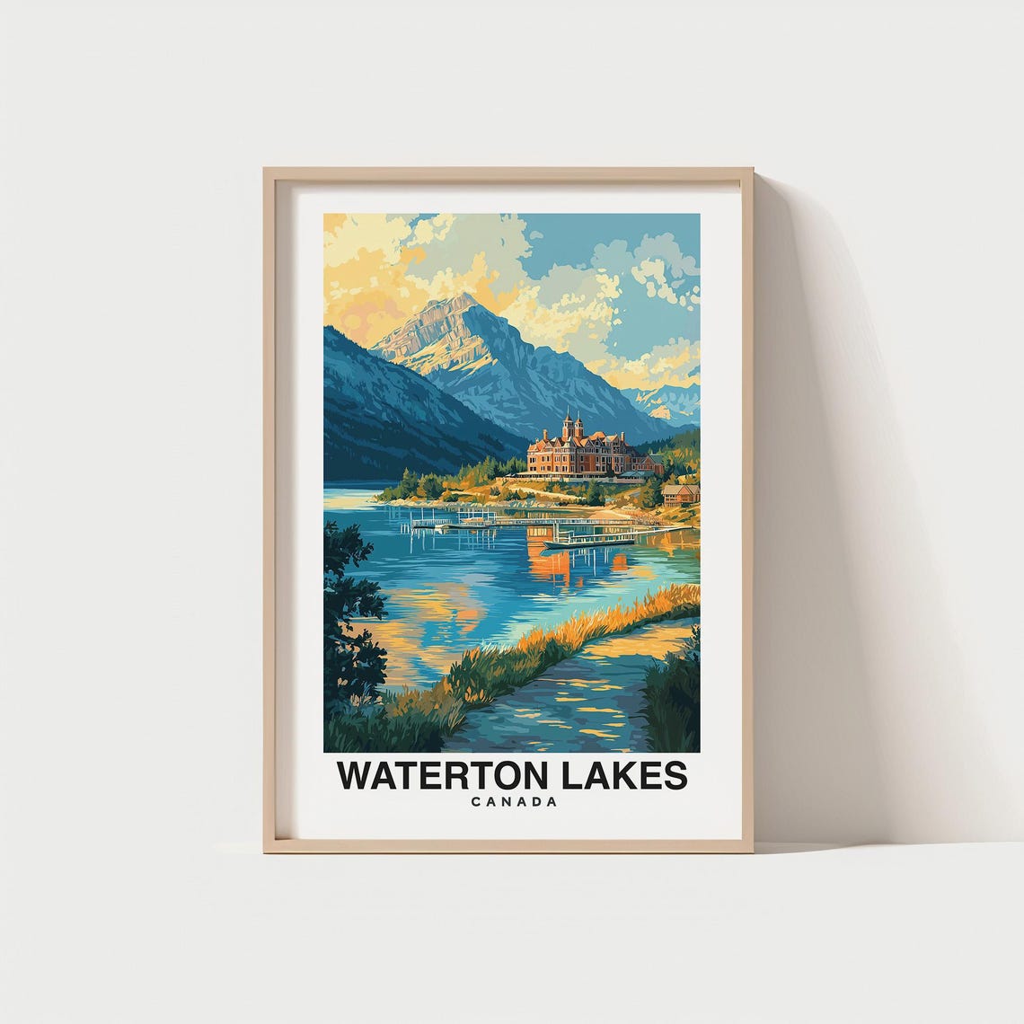 Waterton Lakes National Park Canada Travel Print Wall Art Waterton Lakes National Park City Print Waterton Lakes Waterton Lakes