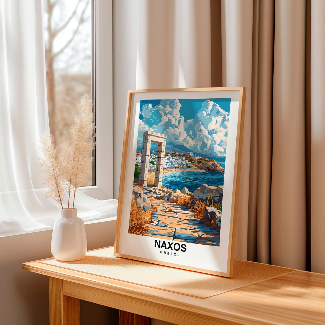 Naxos Naxos Travel Poster Greece City Skyline Naxos Poster Birthday Present Wedding Gift Greek Culture Naxos Art - Image 3