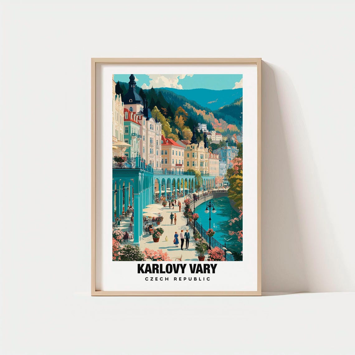 Karlovy Vary Czech Republic Grand Spa Colonnade River Poster