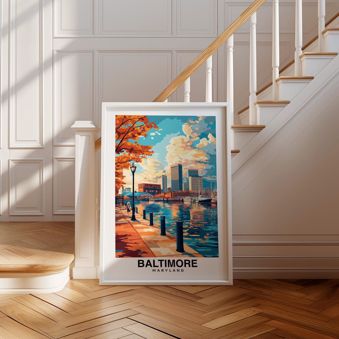 Baltimore Print Maryland Poster Travel Wall Art Cityscape Print Usa Poster Urban Art Scenic Decor Landmark Print Travel Poster