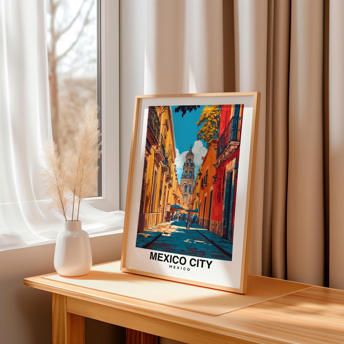Mexico City Print Travel Poster Mexican Art Historic Landmarks Scenic Views Vibrant Culture Aztec Heritage Urban Charm Cultural Hub - Image 3