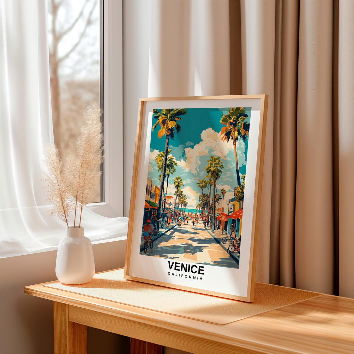 Venice Los Angeles Print California Poster Travel Wall Art Beach Print Usa Poster Scenic Art Coastal Decor Ocean View Travel Poster - Image 3