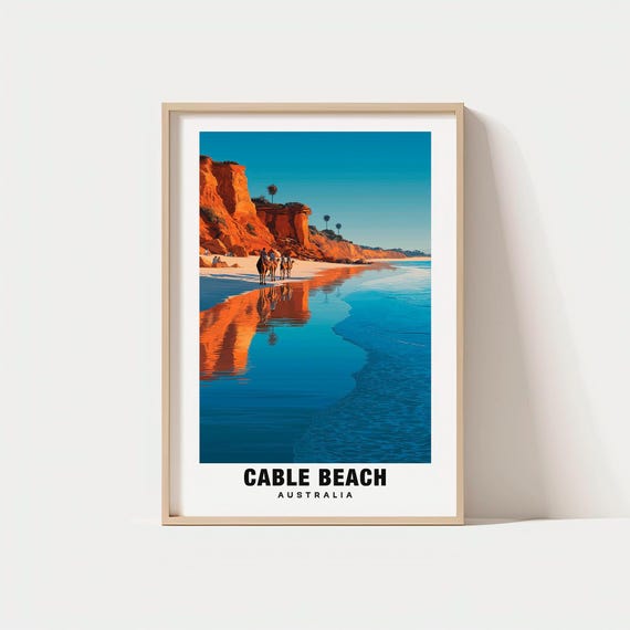 Cable Beach Print Australia Poster Views Art Charm Beauty Coastal Heritagebeach Escape