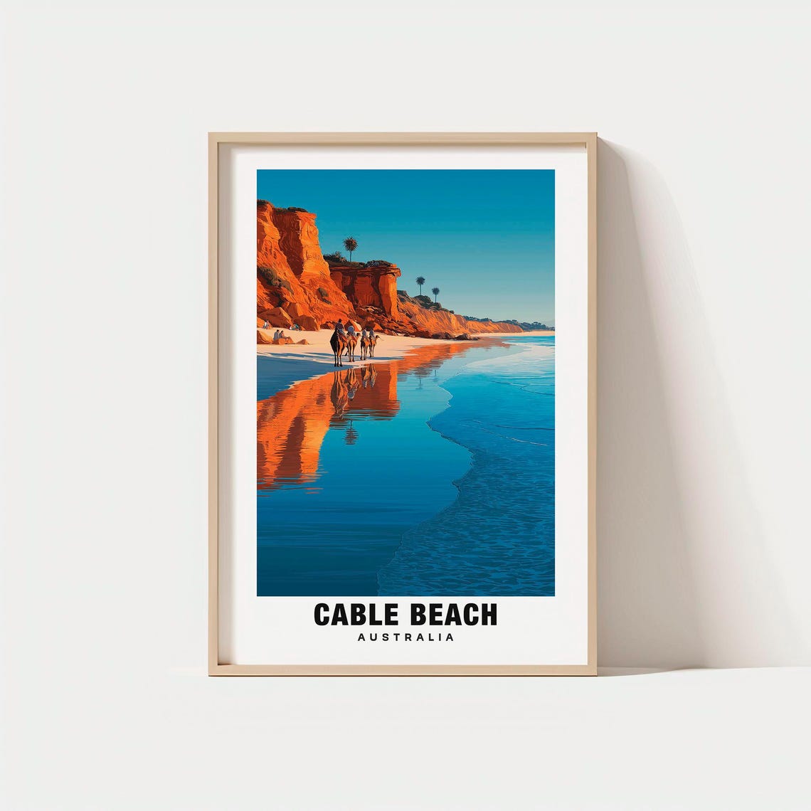 Cable Beach Australia Camel Ride Red Cliffs Sunset Travel Poster
