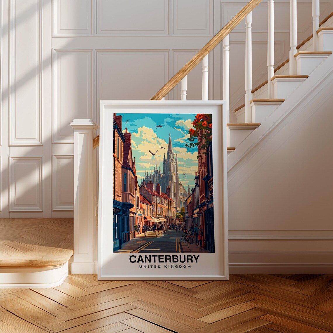 Canterbury Print England Poster Travel Wall Art Cityscape Print Scenic Art Historic Decor Cathedral View Uk Poster Travel Poster