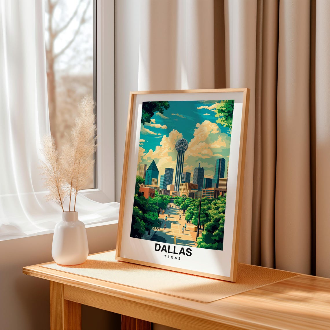 Dallas Print Texas Poster Travel Wall Art Cityscape Print Usa Poster Urban Art Scenic Decor Landmark Print Travel Poster - Image 3