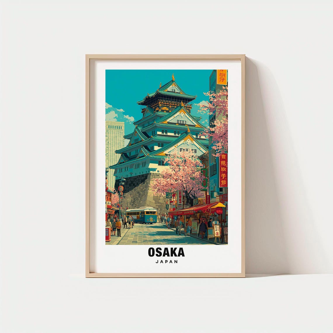 Osaka Print Japan Poster Travel Art Urban Scene City Views Cultural Escape Scenic Landscape Modern Charm Kansai Region