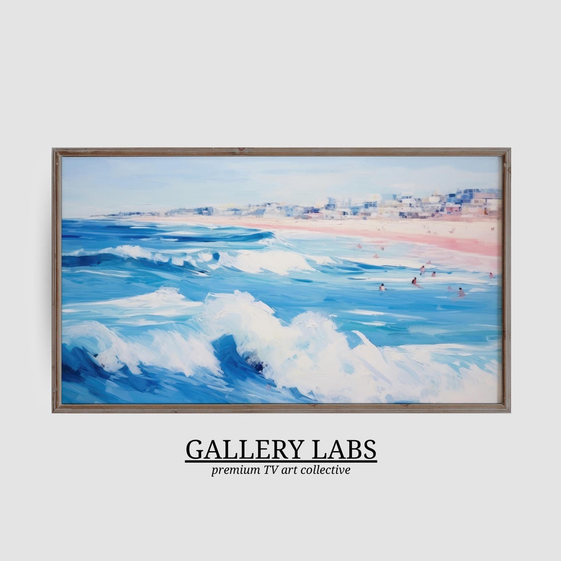 Pink Ocean Waves Beach Painting Blush Coastal Surf Wall Art Poster - Image 3