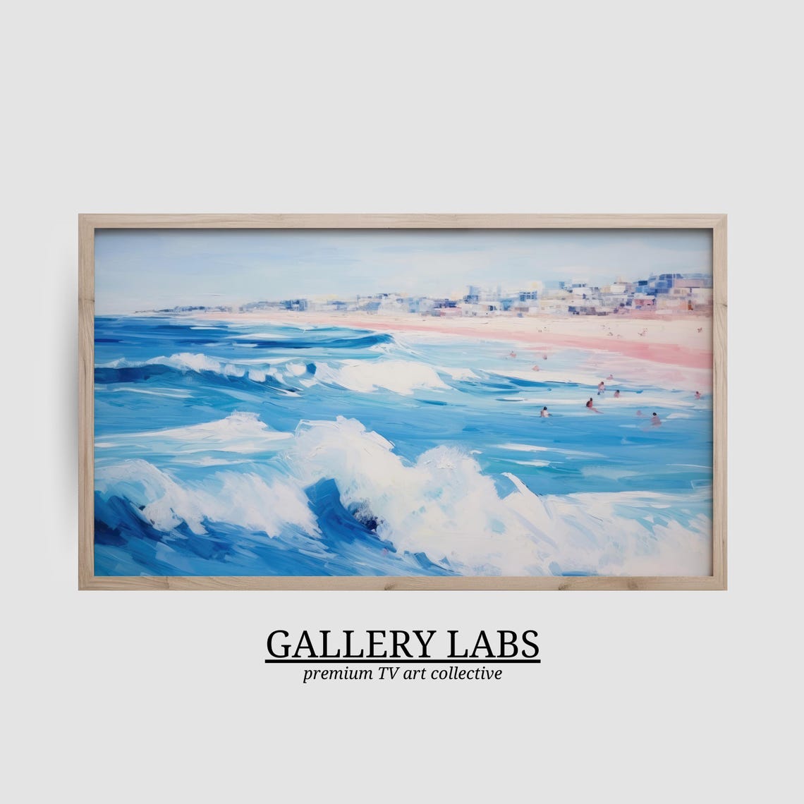 Pink Ocean Waves Beach Painting Blush Coastal Surf Wall Art Poster - Image 2