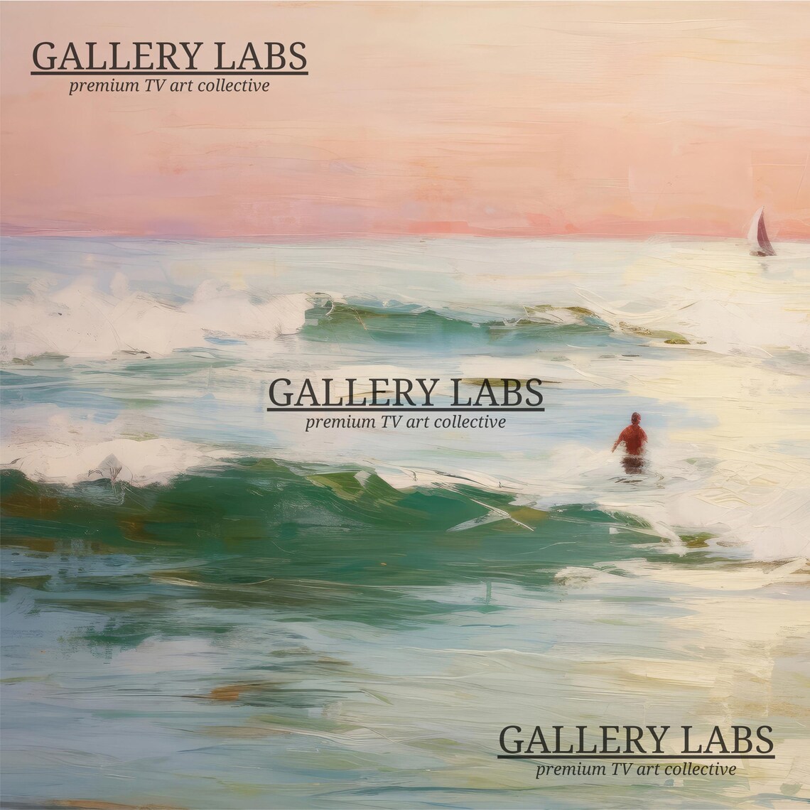 Pink Ocean Beach House Coastal Painting Art Print - Image 4