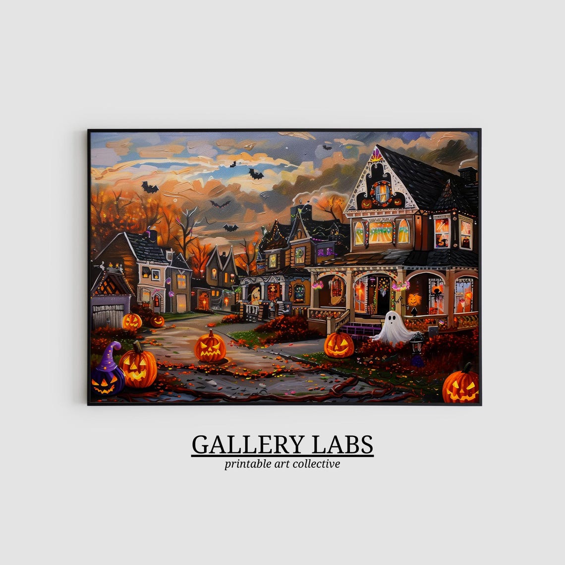 Dark Jack O Lantern Ghosts Spooky Moody Halloween Night Art Print - Image 2